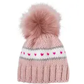 StyleBREAKER Strickmütze "Kinder Strick Bommelmütze Herzmuster" 1 Stk.