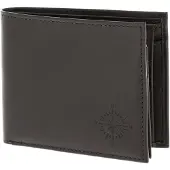 OXMOX Leder Geldbörse Leather RFID Protect Querscheinbörse Windrose 2.0 Embossed Brown dunkelbraun