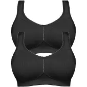 Susa Bügelloser BH "2er Pack Entlastungs BH Cremona", Damen, Gr. 95, Cup i, schwarz (schwarz schwarz), Obermaterial: 76% Polyamid PA. 24% Elasthan EL., BHs Bügelloser BH