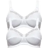 Susa Bügelloser BH "2er Pack BH ohne Bügel Cotton", Damen, Gr. 90, Cup E, weiß (weiß weiß), Obermaterial: 100% Baumwolle CO., BHs Bügelloser BH
