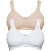 Susa Entlastungs-BH "2er Pack Entlastungs BH ohne Bügel Basics", Damen, Gr. 85, Cup C, bunt (weiß cappuccino), Stoff, Obermaterial: 97% Baumwolle CO. 3% Elasthan EL., BHs Entlastungs-BH