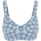 Susa Bügelloser BH "BH ohne Bügel Print", Damen, Gr. 115, Cup E, blau (blau, weiß), Stoff, Obermaterial: 50% Polyester PES. 34% Baumwolle CO. 11% Elasthan EL. 5% Polyamid PA., BHs Bügelloser BH