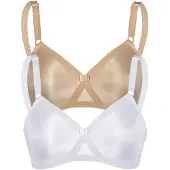 Sassa Soft-BH "2er Pack Soft BH mit Kreuzblende Functional Bras", Damen, Gr. 95, Cup C, bunt (weiß puder), Obermaterial: 88% Polyamid PA. 12% Elasthan EL., BHs Soft-BH