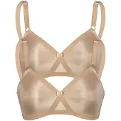 Sassa Soft-BH "2er Pack Soft BH mit Kreuzblende Functional Bras", Damen, Gr. 80, Cup C, beige (puder puder), Obermaterial: 88% Polyamid PA. 12% Elasthan EL., BHs Soft-BH