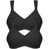 Susa 2er Pack BH ohne Bügel Topsy Schwarz Schwarz