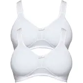 Susa Entlastungs-BH "2er Pack Entlastungs BH ohne Bügel Basics", Damen, Gr. 85, Cup D, weiß (weiß weiß), Stoff, Obermaterial: 97% Baumwolle CO. 3% Elasthan EL., BHs Entlastungs-BH