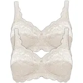Susa Bügelloser BH "2er Pack BH ohne Bügel Latina", Damen, Gr. 105, Cup F, beige (champagner champagner), Spitze, Obermaterial: 77% Polyamid PA. 15% Baumwolle CO. 8% Elasthan EL., BHs Bügelloser BH