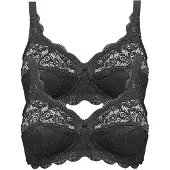 Susa Bügelloser BH "2er Pack BH ohne Bügel Latina", Damen, Gr. 80, Cup B, schwarz (schwarz schwarz), Spitze, Obermaterial: 77% Polyamid PA. 15% Baumwolle CO. 8% Elasthan EL., BHs Bügelloser BH