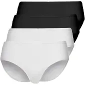 Sassa Midislip "4er Sparpack Slip Midi CASUAL COMFORT", Damen, Gr. 38, bunt (schwarz weiß), Obermaterial: 95% Baumwolle CO. 5% Elasthan EL., Unterhosen Midislip