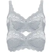 Susa Bügelloser BH "2er Pack BH ohne Bügel Latina", Damen, Gr. 95, Cup C, grau (grau grau), Spitze, Obermaterial: 77% Polyamid PA. 15% Baumwolle CO. 8% Elasthan EL., BHs Bügelloser BH
