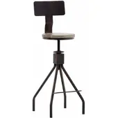 CLP Barhocker ELKO im Industrial-Look I Höhenverstellbarer Thekenhocker mit Holzsitz und Rückenlehne I Metallhocker mit Fußstütze, Farbe: bronze