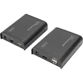 Digitus HDMI KVM IP Extender Set, Sender und Empfänger, Kabelgebunden, 80 m, Cat5, Cat5e, Cat6, 1920 x 1080 Pixel, Schwarz