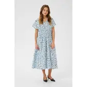 Culture Midikleid "Damen Kleid CUpuglia", Damen, Gr. L, N-Gr, blau (blau flower), Obermaterial: 80% Viskose CV. 20% Nylon NY., Kleider Midikleid