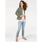 HEINE Jerseyblazer "Jersey-Blazer", Damen, Gr. 50, grün (oliv), 95% Baumwolle, 5% Elasthan, Blazer Jerseyblazer