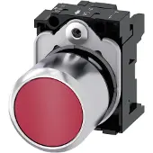 Siemens 3SU1250-0EB20-0AA0 Drucktaster, 22mm, rund, Metall, hochglanz, rot, Druckknopf 3SU12500EB200AA0