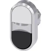 Siemens 3SU1051-3AB61-0AA0 Doppeldrucktaster, beleuchtet, 22mm, rund, Metall, hochglanz, weiß, schwarz 3SU10513AB610AA0