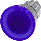 Siemens 3SU1051-1BA50-0AA0 Pilzdrucktaster, beleuchtet, 22mm, rund, Metall, hochglanz, blau 3SU10511BA500AA0