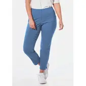 Goldner Caprihose "7/8-Stretchhose", Damen, Gr. 58, N + K Gr, blau (jeansblau), Obermaterial: 67% Baumwolle CO. 28% Polyamid PA. 5% Elasthan EL., Hosen Caprihose, Seitenschlitze