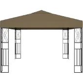 The Living Store Pavillon mit LED-Lichterkette 3x4 m Taupe Stoff