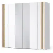 Masseno Drehtürenschrank TOREN 218/207,5/62cm 4-türig mit Spiegel Weiß