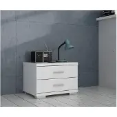 Forte Nachtkommode SNOW Nachtkästchen mit 2 Schubladen Weiß matt 60,4x41,5x43 cm
