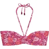 Marc o'polo Bandeau-Bikini-Top "Abstract Leaf AOP", Damen, Gr. XL (46), N-Gr, pink (raspberry coulis leaf print), Obermaterial: 84% Polyamid, 16% Elasthan, Bikini-Oberteile Bandeau-Bikini-Top