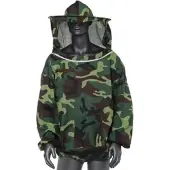 Gistuch Imkereijacke, professionell, vollständiger Schutz, belüftet, schützend, mit Schleierhaube, Tarngrün