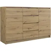Pressiode Kommode mit 4 Schubladen 2 Schränke 140cm Klamotenschrank Sideboard Anrichte hol