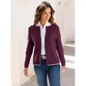 Inspirationen Strickjacke , Damen, Gr. 54, rot (burgund), 50% Baumwolle, 50% Polyacryl, unifarben, Strickjacken Strickjacke