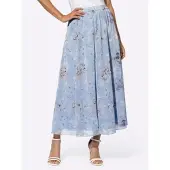 Lady Schlupfrock , Damen, Gr. 21, blau (bleu, ecru, bedruckt), 100% Polyester, geblümt, gemustert, mehrfarbig, lang, Röcke Schlupfrock