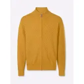 Witt Strickjacke "Strickjacke Strickjacke mit verdecktem Reißverschluss", Herren, Gr. 56, gelb (ocker), Basic, Strickjacken Strickjacke