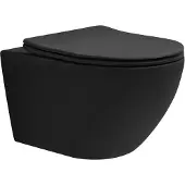 LuxeBath Spülrandloses Wand Hänge-WC, Schwarz, lang, Tornadospülung