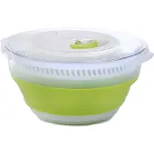 EMSA Salatschleuder "Basic", grün, B:28,6cm H:7,6cm T:29cm, Kunststoff, Salatschleudern, Salatschleuder, 4 Liter, zusammenklappbar, platzsparend, rutschfest, spülmaschinenfest