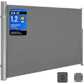 Songmics Seitenmarkise Alu 180 x 400 cm ausziehbar Sichtschutz, Sonnenschutz