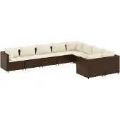 Syfax 9-tlg. Garten-Sofagarnitur mit Kissen Braun Poly Rattan