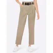 Création L Bundfaltenhose , Damen, Gr. 44, Normalgrößen, beige, 63% Lyocell, 37% Polyester, unifarben, lang, Hosen Bundfaltenhose