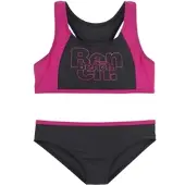 Bench Bustier-Bikini ., Jungen, Gr. 158/164, N-Gr, schwarz (schwarz, pink), Recycling-Polyamid, kontrastfarbene Details, Bikini-Sets Bustier-Bikini, mit kontrastfarbigen Einsätzen