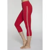 H.I.S. Caprileggings H.I.S, Damen, Gr. XL (48/50), N-Gr, rot, Single Jersey, Obermaterial: 95% Baumwolle, 5% Elasthan, unifarben, körpernah ca. Mitte Wade, Hosen Caprileggings