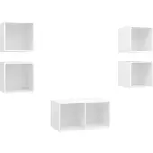 Syfax 5-tlg. TV-Schrank-Set Weiß Holzwerkstoff