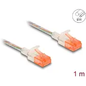 DeLOCK RJ45 Netzwerkkabel Cat.6A U/UTP Slim 1 m transparent, 1 m, Cat6a, U/UTP (UTP), RJ-45, RJ-45, Transparent