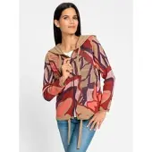 HEINE Strickjacke in rot-camel-gemustert | Gr.: 36