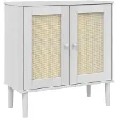 Syfax Sideboard SENJA Rattan-Optik Weiß 80x35x80 cm Kiefernholz