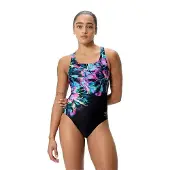 Speedo - Women's Placement Printed Powerback - Badeanzug Gr 40 schwarz