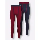 Wäschepur Lange Unterhose WÄSCHEPUR, Herren, Gr. 6, 2 Stk., rot (marine, dunkelrot), 100% Baumwolle, Unterhosen Lange Unterhose
