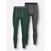Wäschepur Lange Unterhose WÄSCHEPUR, Herren, Gr. 8, 2 Stk., grün (anthrazit, moos), 100% Baumwolle, Unterhosen Lange Unterhose