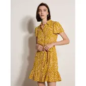 Apricot Druckkleid "Minikleid", Damen, Gr. M (38), N-Gr, gelb, gewebt, Obermaterial: 100% Viskose CV., gemustert, Gerade, Kleider Druckkleid, mit verstreuten Quadraten