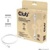 Club 3D CLUB3D USB 80Gbps Certified 240W 8K240Hz Type-C 1.2m / 3.94ft White Cable, 1,2 m, USB C, USB C, USB4 Gen 2x2, 80 Gbit/s, Weiß