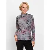 Classic Dog Stehkragenshirt CLASSIC "Winter-Shirt", Damen, Gr. 42, rosa (steingrau, altrosa, bedruckt), 96% Polyester, 4% Elasthan, gemustert, mehrfarbig, Shirts Stehkragenshirt