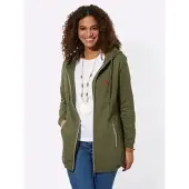 Casual Looks Shirtjacke "Sweatjacke", Damen, Gr. 44, grün (oliv), 100% Baumwolle, unifarben, Shirts Shirtjacke
