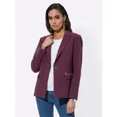 Création L Blusenblazer "Blazer Blazer mit Zier-Reißverschlüssen", Damen, Gr. 36, lila (burgund), Web, Stoff, , Modisch, Blazer Blusenblazer